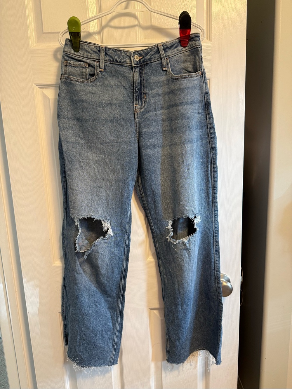 Hollister Light Blue High-Rise Vintage Baggy Stretch Distressed Jeans